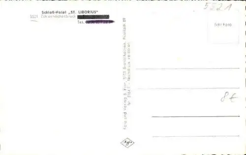 Ak Echternacherbrück in der Eifel, Straßenpartie, Statue