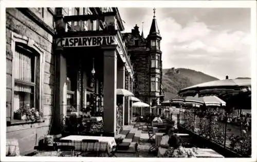 Ak Bernkastel Kues an der Mosel, Gaststätte Casparbräu, Terrasse