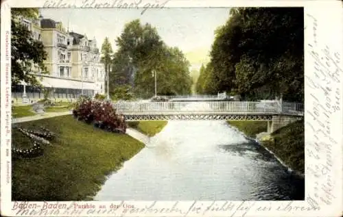 Ak Baden Baden,  an der Oos, Brücke