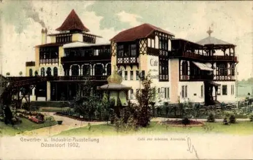 Ak Düsseldorf am Rhein, Cafe Zur Schönen Aussicht, Gewerbe- und Industrieausstellung 1902