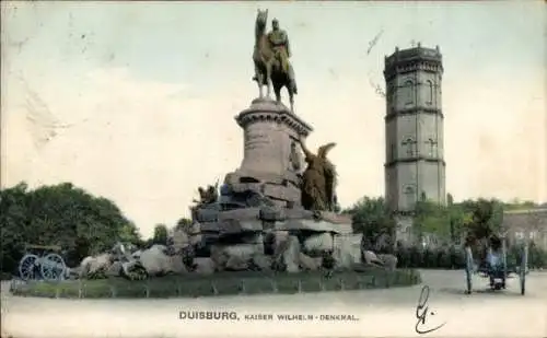 Ak Duisburg im Ruhrgebiet, Kaiser Wilhelm-Denkmal, Turm