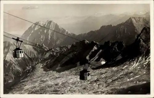 Ak Zugspitze, Bayerische Zugspitzbahn, Gondeln, Gebirge