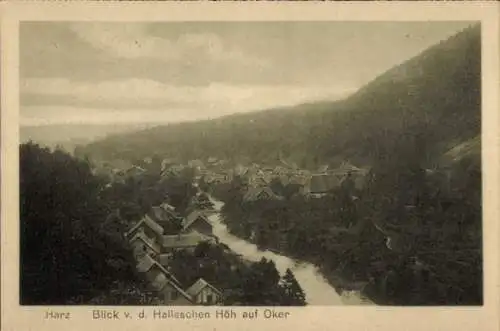 Ak Oker Goslar am Harz, Totalansicht, Blick von der Halleschen Höh