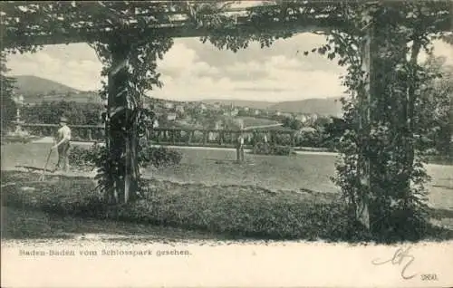 Ak Baden Baden am Schwarzwald, Panorama, Blick vom Schlosspark