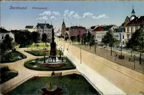 Ak Dortmund im Ruhrgebiet, Hiltropwall, Platz, Statue