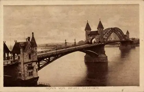 Ak Bonn am Rhein, Blick von Beuel, Rheinbrücke