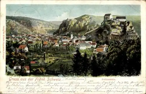 Ak Pottenstein in Oberfranken, Teilansicht vom Ort mit Burg