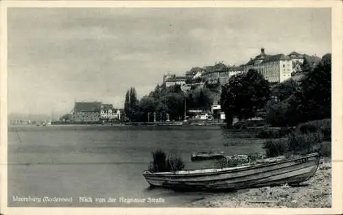 Ak Meersburg am Bodensee, Teilansicht, Blick von der Hagnauer Straße, Boot