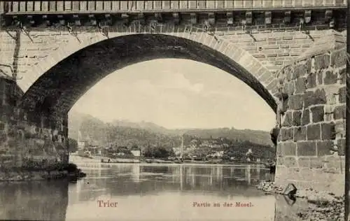 Ak Trier an der Mosel, Teilansicht, Brücke