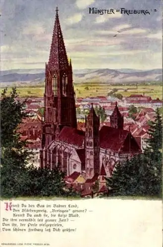 Ak Freiburg im Breisgau, Münster, Gedicht