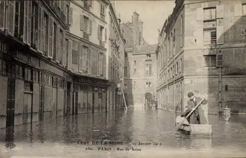 Ak Paris VI, Rue de Seine, Die große Seineflut am 29. Januar 1910