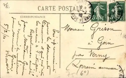 Postkarte Paris VI, Quai Malaquais, Rue Bonaparte, Die große Seine-Flut Januar 1910