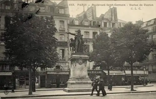 Ak Paris VI, Boulevard Saint Germain, Statue von Danton