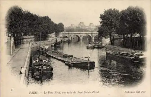 Ak Paris VI, Blick auf Pont Neuf vom Pont Saint Michel aus