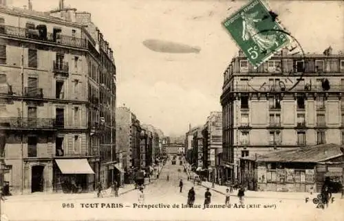 Ak Paris XIII., Jeanne d'Arc Straße, Zeppelin