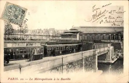 Ak Paris XII Reuilly, Der Metropolit am Bahnhof Bastille