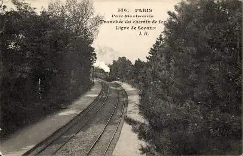 Ak Paris XIV, Parc Montsouris, Eisenbahngraben