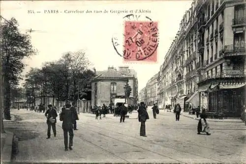 Ak Paris XIV Observatoire, Rue d'Alésia, Rue de Gergovio