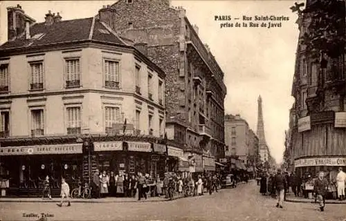 Ak Paris XV, Rue Saint-Charles, aufgenommen von der Rue de Javel