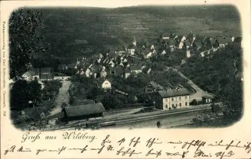 Ak Wildberg im Schwarzwald Württemberg, Gesamtansicht, Bahnhof