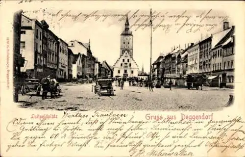 Ak Deggendorf im Bayerischen Wald Niederbayern, Luitpoldplatz, Kirche