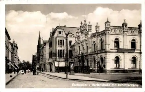 Ak Eschweiler Nordrhein Westfalen, Marienstraße mit Schützenhalle