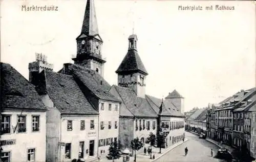 Ak Marktredwitz im Fichtelgebirge, Marktplatz mit Rathaus