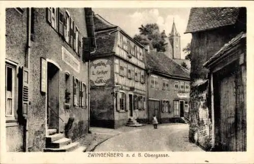 Ak Zwingenberg an der Bergstraße in Hessen, Obergasse, Hotel zum Löwen