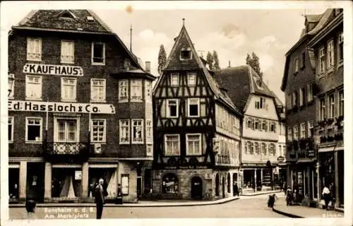 Ak Bensheim an der Bergstraße Hessen, am Marktplatz, Kaufhaus Hassloch & Co.