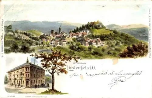 Ak Lindenfels im Odenwald, Gesamtansicht, Hotel Odenwald