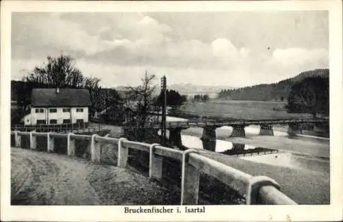Ak Egling in Oberbayern, Gasthaus zum Bruckenfischer, Brücke
