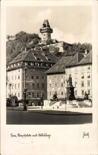 Ak Graz Steiermark, Hauptstraße mit Schlossberg
