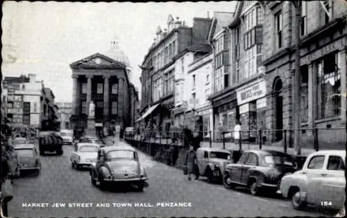 Ak Penzance Cornwall England, Market Jew Street, Rathaus