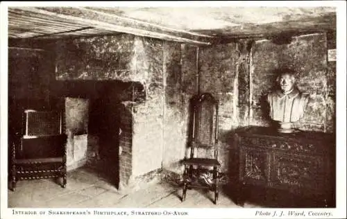 Ak Stratford upon Avon Warwickshire England, Shakespeares Geburtsort, Innenraum