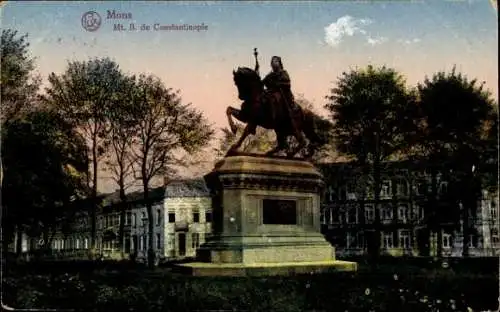 Ak Mons Wallonien Hennegau, Baudouin von Konstantinopel, Denkmal