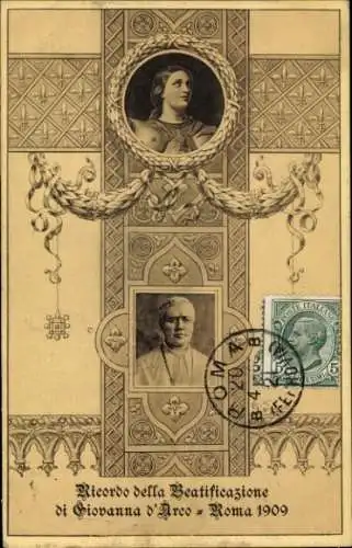 Ak Jeanne d'Arc, Seligsprechung, Papst Pius X., Rom 1909