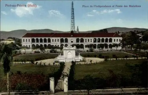 Ak Port au Prince Haiti, Place de l'Independance und Palais des Ministeres