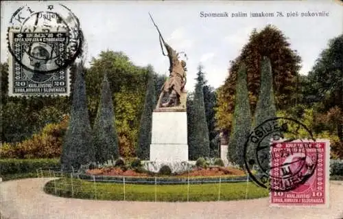 Ak Osijek Essegg Kroatien, Denkmal für den gefallenen Helden des 78. Infanterieregiments