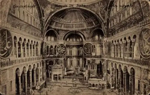 Ak Konstantinopel Istanbul Türkei, Mosquee Hagia Sophia, Innenansicht