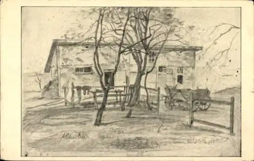 Künstler Ak Weißrussland, Quartier, Fuhrwerk, I. WK