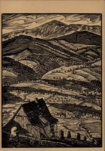 Künstler Ak Zimmermann, B., Malá Úpa Kleinaupa Riesengebirge Region Königgrätz, Schneekoppe