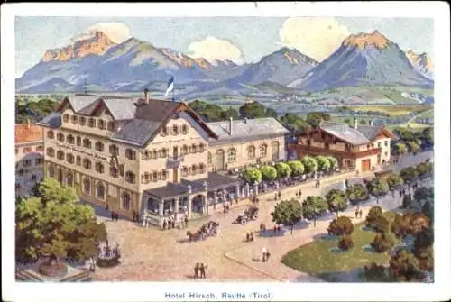 Künstler Ak Reutte in Tirol, Hotel Hirsch