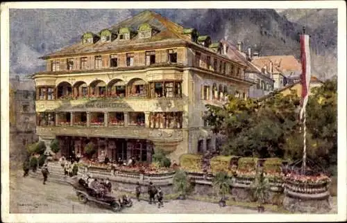Künstler Ak Kufstein in Tirol, Außenansicht Hotel Egger, Inh. Familie Greiner