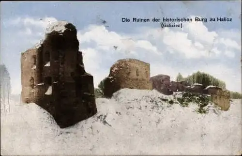 Ak Halytsch Ukraine, Galizien, Ruinen der historischen Burg