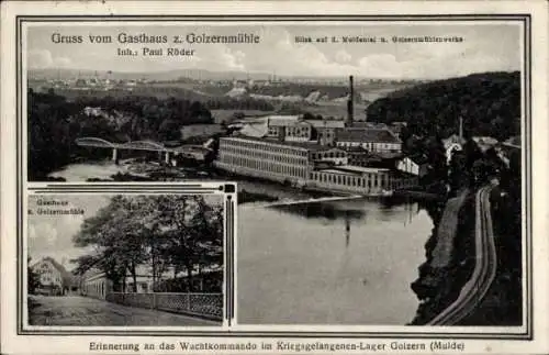 Ak Golzern Grimma in Sachsen, Gasthaus zur Golzernmühle, Inh. Paul Röder, Golzernmühlenwerke