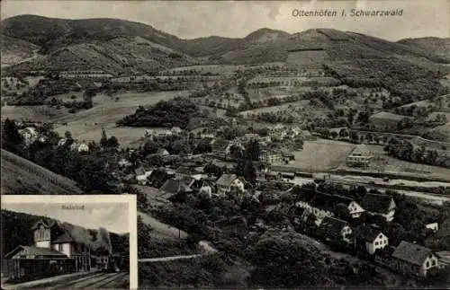 Ak Offenhöfen im Schwarzwald Ortenaukreis, Panoramablick auf den Ort, Bahnhof