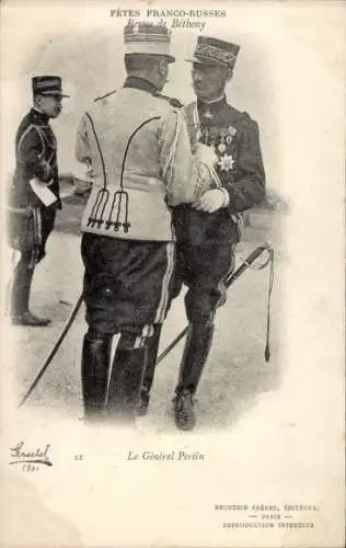 Ak Fetes Franco Russes, Revue de Betheny, General Persin