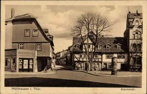 Ak Mühlhausen in Thüringen, Ammerstraße, Apotheke, Litfaßsäule