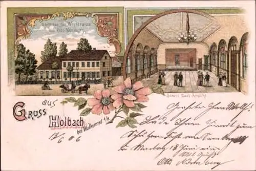 Litho Holbach Hohenstein am Harz Thüringen, Gasthaus zur Weintraube, Saal