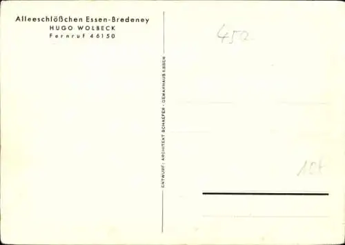 Ak Bredeney Essen im Ruhrgebiet, Alleeschlösschen, altdeutsche Gaststätte des Westens